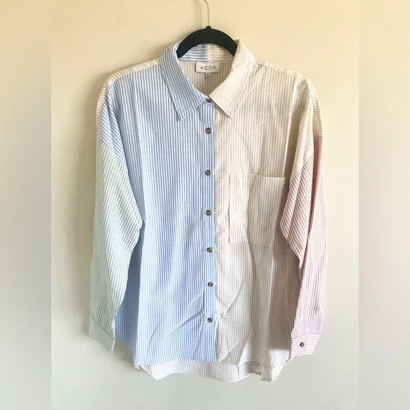 ACOA Striped Color Block Button Down Long Sleeved Shirt NWT From Buckle - Picture 8 of 16